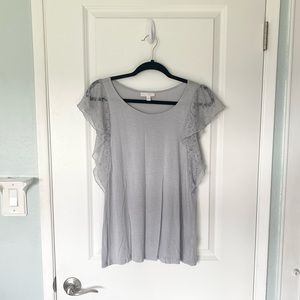 Light Grey LC Lauren Conrad Women’s Short Sleeve Blouse, Excellent Condition